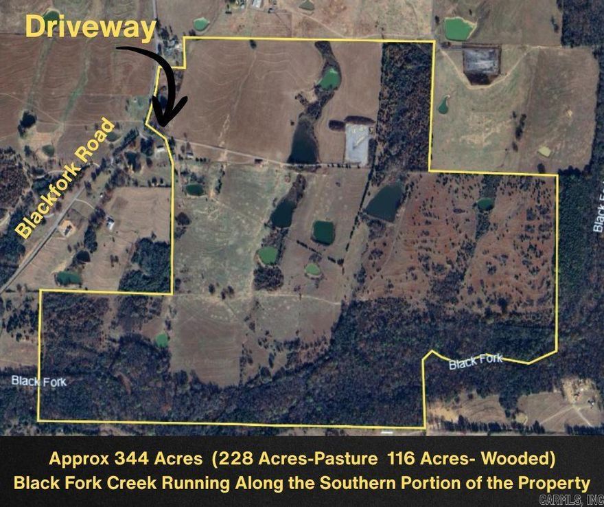 For the first time in nearly a century, this extraordinary 344± acre legacy property near Greenbrier is being offered to the market. A rare opportunity in Faulkner County, this estate-worthy tract showcases a stunning blend of rolling pasture, hardwood timber, and scenic Black Fork Creek along the Southern border of the property. With Approx 228 acres of established grazing land and nearly 116 acres of wooded terrain.- this property is fully fenced and cross-fenced with 12 picturesque ponds and this land has a proven history as a successful cattle operation. Thoughtful improvements include a Well-Maintained Hay Barn, 2 Red-Iron Equipment sheds, and Functional Cattle Working Pens. The wooded areas offer exceptional recreational appeal with wildlife, privacy, and natural beauty, while Black Fork Creek enhances the southern edge of the property with Multiple breathtaking homesite options available to provide the perfect setting for a private estate, ranch headquarters, or multi-generational retreat. Paved road frontage and easy access to nearby amenities elevate the desirability of this rare large-acreage offering. Call today to see it for yourself. No mineral rights convey.