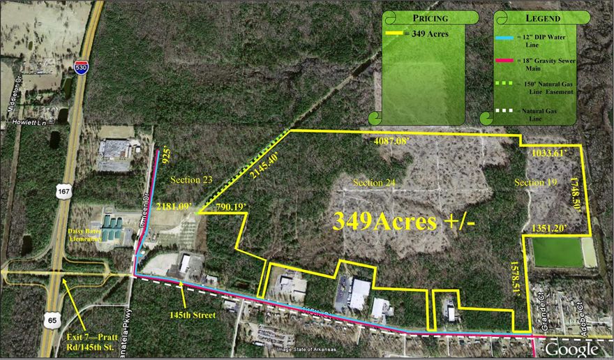 62.7 Acre site just off I-530 at the 145th Street exit. Located in Pulaski County.  Property is level with ingress/egress off 145th Street. Excellent location for large scale development.  Natural gas & sizable water & sewer lines to property.  Seller will not divide. Call for more information. Agents, see remarks.