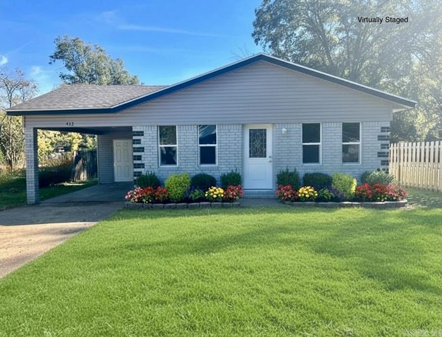 Welcome to 412 Ellis Ave, Trumann, Arkansas! This beautiful brick 3-bedroom, 1-bath home has been completely remodeled and is move-in ready. Featuring a new roof, new AC unit, and new luxury vinyl flooring throughout. The kitchen offers soft-close cabinets and a new bathroom adds modern comfort. Enjoy the convenience of a carport and an exterior storage room for extra space. The new front door adds to the home's curb appeal, making this property a perfect blend of style and practicality for you in Trumann, Arkansas. Call or text today to schedule your showing appointment!
