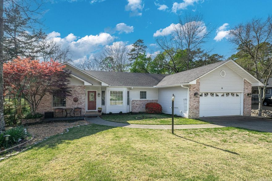 The location of this great house overlooking water feature on the ninth hole, pond and fountain of Coronado Golf Course is exactly what you have been looking for.  You will enjoy hours of relaxation in this beautiful sunroom with vaulted ceiling and walls of windows. Updated kitchen with granite counters, ceramic backsplash and lots of space, stainless appliances, and large pantry. Spacious living room open to dining area and sunroom.  Primary suite opens to one of the two decks overlooking golf course, perfect place for morning coffee. Private bath and large walk in closet in primary.  Two guest rooms are on the opposite side of the home offering privacy for you and your guests.  One guest room opens to private deck. Nice sized laundry room, two car garage.  Roof approx 8 years old. Hot Springs Village is a 26,000-acre gated community with 11 lakes, 9 golf courses, white sand beach, hiking trails, pickle ball, fitness center, indoor and outdoor pool, tennis and SO MUCH MORE. One time POA buy-in fee $2000 due at closing.    Taxes are non homestead.  No Property Disclosure