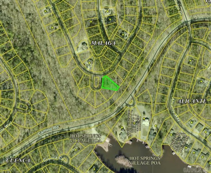 Located in the Malaga Subdivision of Hot Springs Village. This vacant lot sits in a cul-de-sac close to Lake Pineda and Lake Coronado. Enjoy all the amenities Hot Springs Village has to offer. It is home to 11 recreational lakes, 9 championship golf courses, 13 tennis courts, 14 pickleball courts, 30 miles of walking trails, more than 200 clubs and organizations and numerous additional activities for all ages. $250 Buy-In fee for HSV POA for first time buyers