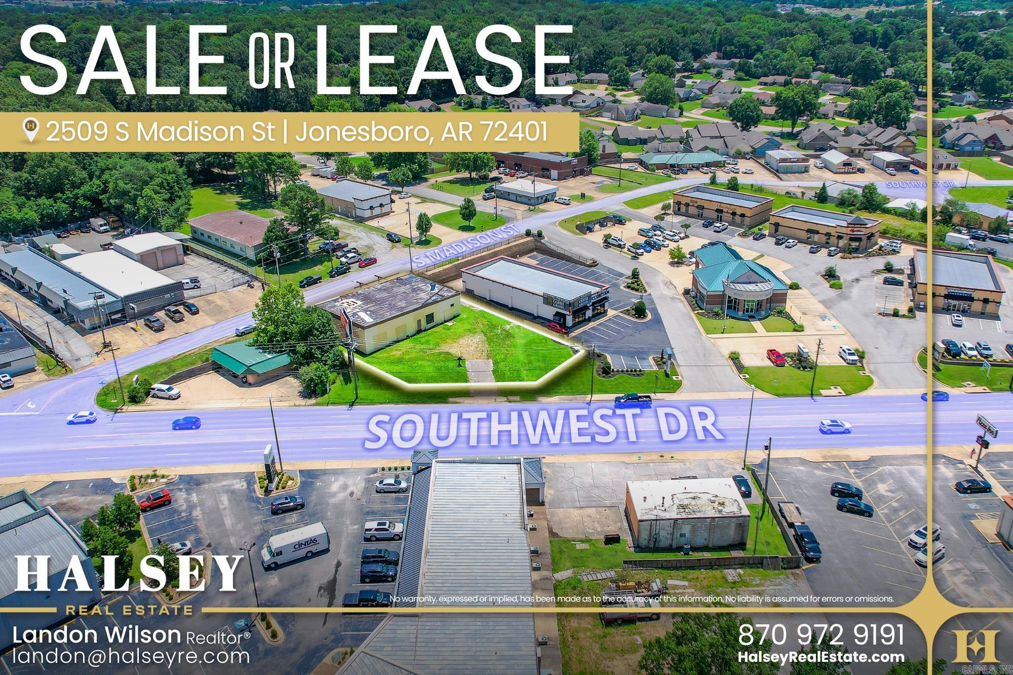 Prime opportunity at 2509 S Madison St in Jonesboro, AR! This 4,080 SF building sits on a high-visibility lot fronting both Madison St and Southwest Drābenefiting from daily traffic counts of over 21,000. Available for sale at $679,900 or lease-to-purchase at $5,000/month.