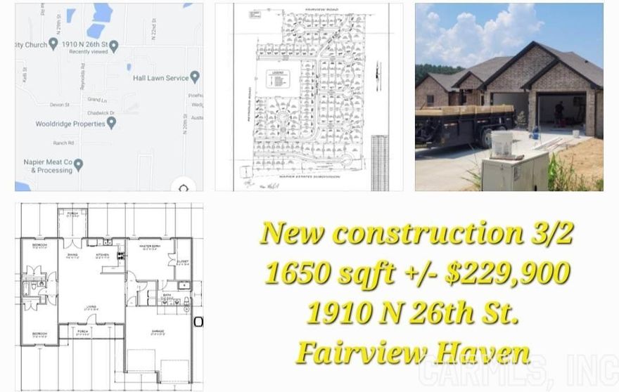 All brick new construction home on corner lot. Split floor plan with open common areas.  Granite counter tops, walk in closets, whirlpool tub/ shower, decorative ceilings. Covered patio with easily fenced area for small kids or pets in back and large side yard to enjoy. All electric energy efficient home with fiber internet! Comes with one year builder warranty, termite coverage and closing cost assistance is available!