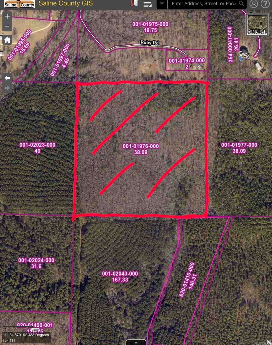 38.09 ACRES, all hardwoods! Multiple building sites on the rolling hills or a secluded home site! Outside of Bauxite City Limits and in Bryant Schools. Access for now is on a long easement... seller working on a shorter easement. Gated entrance on easement is located just before Parkway Trails Rd and the Circle K Store.