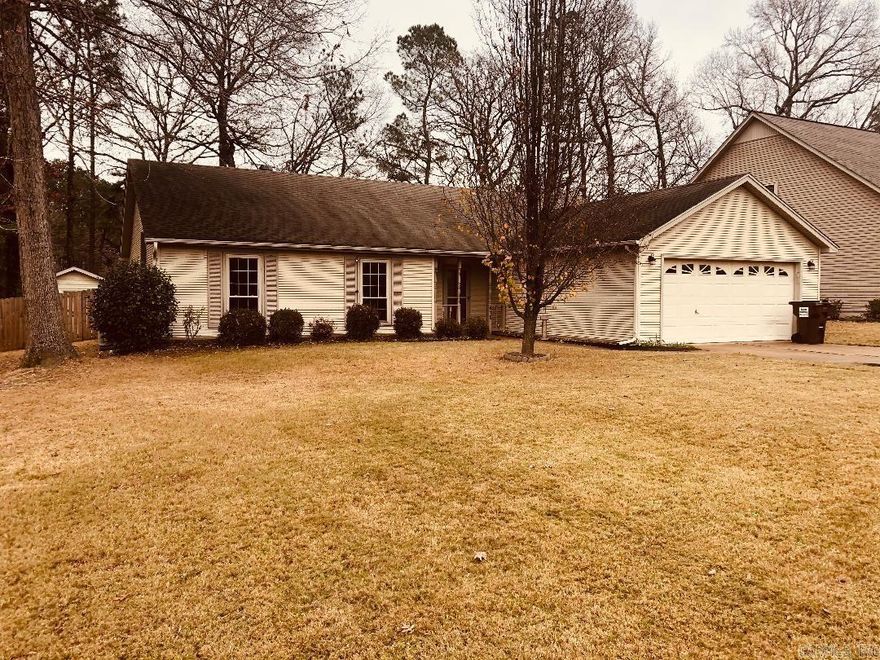 Great Family neighborhood!! 3 bedrooms 2 bathrooms and an office or 4th bedroom.  2 car garage and large fenced in backyard. New paint through out and new flooring.  Refrigerator provided. Yard maintenance provided. Bryant Schools.