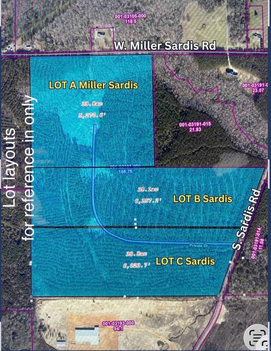 Beautiful Bauxite land. Now offered in 40+/- acre parcels, with the option to purchase multiple tracts or the entire 120 +/- acres, this exceptional property presents a rare opportunity in the growing Bauxite area. Lot C features beautiful maturing pines with a mix of hardwoods, providing a scenic, natural setting ideal for residential development, estate homes, or investment land. The purchase of multiple lots would provide access from both W. Miller Sardis Road and S. Sardis Road offering excellent connectivity and multiple entry points to your development. Located in an area experiencing continued growth and housing demand, this property offers versatility and long-term potential. A unique opportunity for developers, investors, or buyers seeking large acreage to build their private estate. New surveys on order.