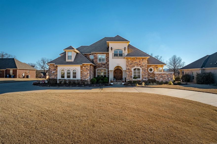 Very unique beautiful home on Greystone golf course!  5drm or 4bdrm w/bonus room 4 & 1/2 bath, breath taking views of nice private pool, golf course and lake! Features include, completely private master suite downstairs, 3 master suites upstairs w/private bathrooms & additional room could be bdrm #5, bonus room, play room or your preferred us!  Large private office with lots of beautiful built ins & coffered ceiling!  Separate formal living room w/gas fireplace, formal dining room, 2 hearth rooms w/gas log fireplace open to very nice kithcen w/quartz countertops, gas stove, double wall ovens, warmaing drawer, farm sink, microwave, dishwasher, & newer refrigerator that does convey! This home will give you everything you need without having to leave home! 3 car side entry garage! A one of a kind Home! AGENTS SEE AGENT REMARKS!