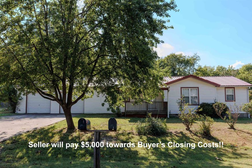 Seller is offering $5,000 closing cost credit to buyer at closing!!! Need help covering your closing costs? Well this house is for you! This house provides tons of space - both inside and out. Outside you will find an updated METAL roof (<2 years old) and updated HVAC (<5 years old). There is also a nice sized storage building, storm shelter and carport. Plenty of space to store your side by side, 4wheeler and lawn mower! This .52 acre is level and completely fenced! There are ample shade trees to beat the summer heat. Inside you will enjoy 1,682 sq/ft. Off the back of the home is a spacious sunroom! There was a half bath installed in the 3rd bedroom for handicap accessibility. This could easily be removed and converted back into a functioning 3rd bedroom! There are natural gas wall heaters throughout the home to provide you a backup heat source. Connect2First provides fiber internet to this home. Additionally, this property qualifies for USDA Rural Development 0% Down Payment loan. Contact your preferred lender for qualification details! *Agents see remarks. Seller is requiring pre-approval letter.