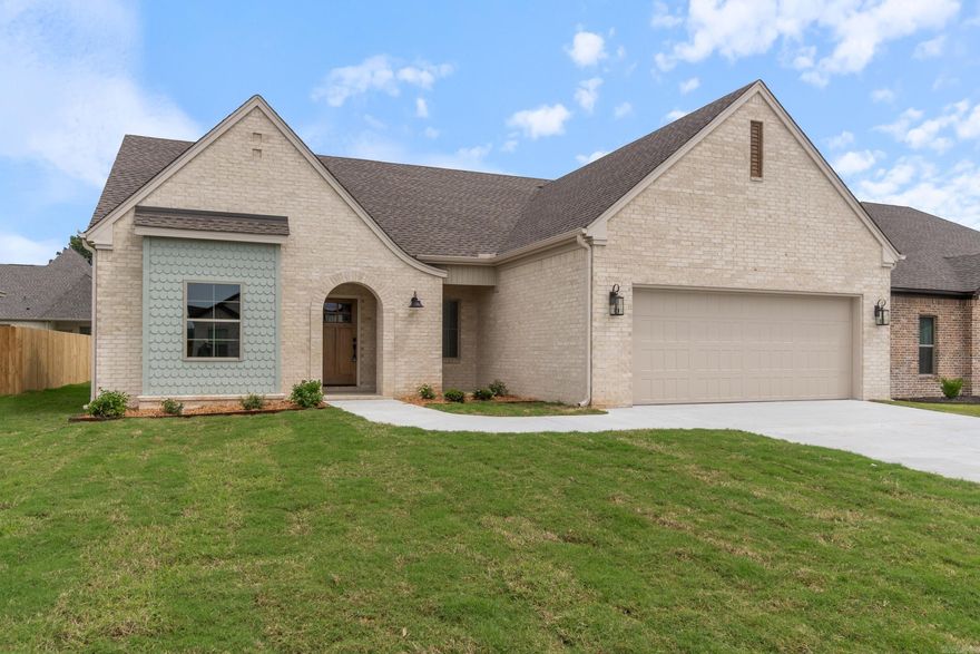 Discover the charm of this stunning new construction Cottage-style home by Sage & Stone Homes, offering 3 bedrooms, 2 bathrooms, and a versatile office/flex room. Designed with 9-foot ceilings throughout and a vaulted living room ceiling, this home features high-end finishes like quartz countertops, LVP and tile flooring, and tiled showers, with the master bath showcasing a walk-in shower and indulgent soaker tub. The kitchen boasts stainless steel appliances, a gas range, a pot filler, and a spacious walk-in pantry, while the living area centers around a cozy gas fireplace with wood beam accents. Step outside to enjoy the covered back patio, perfect for relaxing or entertaining. Thoughtful touches like a sink in the laundry room add extra convenience. Agents see remarks.