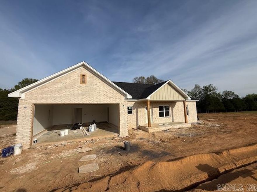 Brand-new construction offering modern comfort and timeless style! This thoughtfully designed home features an open-concept layout with a spacious living area, soaring vaulted ceilings, and abundant natural light. The kitchen is a standout with custom cabinetry, a large center island, and a walk-in pantry—perfect for everyday living and entertaining. A cozy fireplace anchors the living space, creating a warm and inviting atmosphere. The split floor plan provides privacy, while generously sized bedrooms and well-planned storage add functionality throughout. Step outside to enjoy peaceful views and a large backyard with endless potential for outdoor living. Quality craftsmanship, modern finishes, and a desirable layout make this a must-see property. Don’t miss your chance to own a beautiful new home in a serene setting!