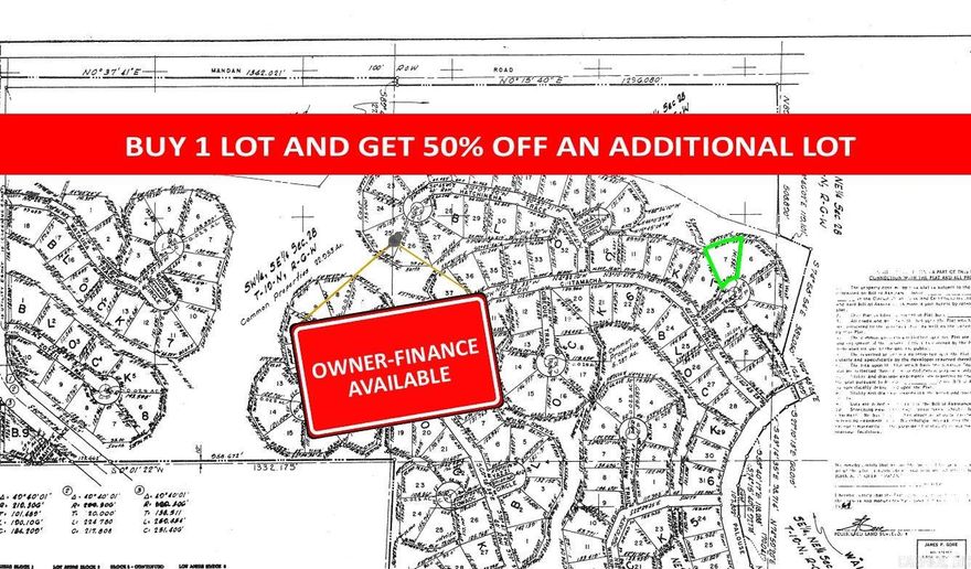 Buy one lot and get 50% off an additional lot! Owner-finance for easy terms. Cash buyers can pay by debit or credit card as well. Nice lot to develop or hold for future value. Public water and electric are available to run to property and will need septic. Owner/agent. Finance is 5 months at $194 and closing costs are included. Lots marked with red banner are part of promotion. No limit on lots. Buyer responsible for any/all taxes and lots sold "as-is". Quit claim deed conveys. Parcel ID# 405-21392-000