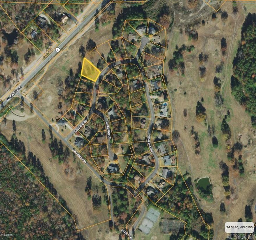 Beautiful lots in existing subdivision. Near new bypass.  All utilities available.  Located off of scenic Hwy 7.  5 minutes to Historic Downtown Hot Springs.  Less than 7 miles from Oaklawn Racing & Gaming. Near HSV and Bike Trails. Subdivision in old Belvedere Golf Community is surrounded by over 500 acres of Dept of Agriculture acreage.