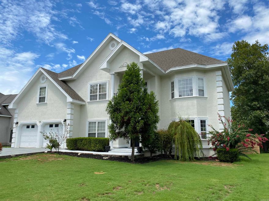 Perfect Holiday house with 5 bedrooms, 4 baths, 2 jetted tubs, 2 gas fireplaces, 2 living areas, salt water pool with water fall and fire feature, Great kitchen, gas stubbed out for grill on covered lanai overlooking pool and patio. Seasonal mountain & lake view. Gated community with deeded lake access, lakeside party pavilion and boat trailer parking. Home is well insulated with lots of extras! The second floor balcony off the guest suite is just one of the extra luxuries. Main level has bedroom option & bath. Cameras convey. New roof late 2023.