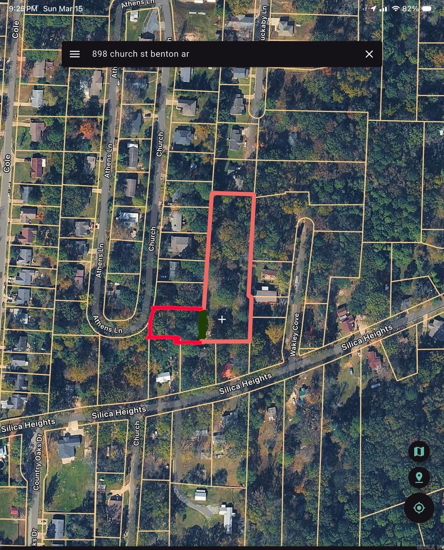 2 combined residential parcels totaling 1.46 acres... Access from lot on Church St next to 882 Church St...could be great for a home on acreage or possibly could be rezoned for multiple homes with re-zoning from the City of Benton. Properties are behind 3726 & 3722 Silica Heights Rd which are currently for sale.  Old sheds on property are sold "as is where is".