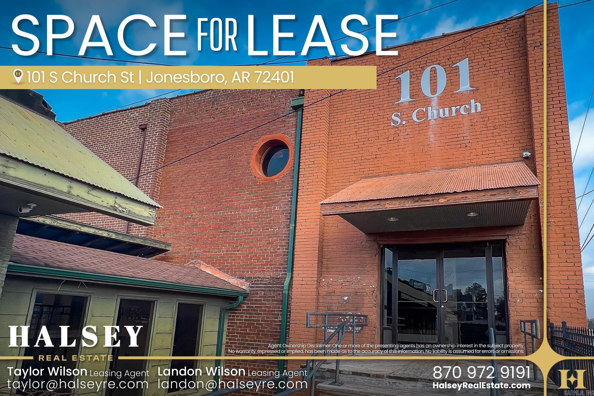 Suite 301 at 101 S Church Street provides a flexible office setting in the heart of Downtown Jonesboro. The suite includes a spacious open office area, one private office, an executive office or conference area, a break room, and a private bathroom. Ideal for a variety of professional users, the layout balances collaborative workspace with private areas for meetings or focused work. Offered on a gross lease, the landlord covers utilities with the exception of Wi-Fi, streamlining occupancy costs for tenants. In addition to Suite 301, Suite 208 is also available for lease, offering another option within this well-maintained downtown building. Both suites provide tenants with convenience, functionality, and a professional business address surrounded by downtown amenities.