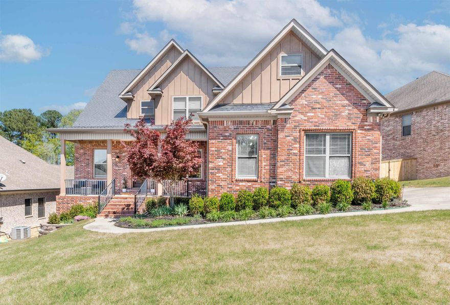 Welcome to this stunning, spacious retreat offering nearly 3,500 square feet of custom designed home, where comfort meets elevated style at every turn. Boasting 4 beds , 3.5 baths, &  3-car garage, this home is perfectly suited for both everyday living & unforgettable entertaining. The inviting main level features a formal dining just off the living area w/ a gas  fire place perfect for gatherings, alongside a beautifully appointed kitchen complete with granite countertops, built-in oven, separate gas range, and a cozy eat-in nook bathed in natural light. The primary suite on the main floor is a true sanctuary, featuring a massive walk-in closet & luxurious ensuite w/ an oversized walk-in shower and a huge soaking tub designed for relaxation. Upstairs, you’ll find three generously sized bedrooms, including one w/ a private ensuite & attached bonus room, plus a versatile flex space ideal for a media room, or home office. Upstairs is completed with two other bedrooms & another full bath. Step outside to your own backyard escape, where a large lot and covered patio with a built in fireplace & TV create the perfect setting for year-round gatherings & quiet evenings alike. See Remarks*