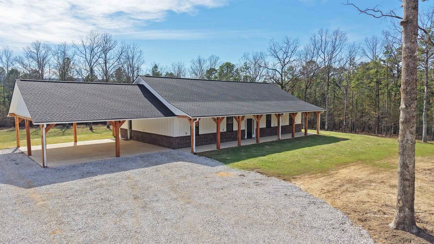 This brand new 2026 custom-built home sits on 5.14 scenic acres in the secluded Chinquapin Ridge Estates Subdivision near the beautiful White River.  Featuring 1,920 sq ft of open-concept living space, this 3-bedroom, 2-bathroom home is brilliantly designed for comfort and quality. This home offers solid craftsmanship and attention to detail—from custom cabinetry, a large center kitchen island with breakfast bar and a spacious walk-in pantry. The primary suite features an elegant ensuite bathroom with his-and-hers vanities and a walk-in closet. Energy-efficient windows, central heat and air, and backup gas heat ensure year-round comfort and convenience.  Enjoy outdoor living at its finest with front and back porches, accented by 8x8 cedar beams, and a large two-car carport. Residents of this subdivision enjoy direct White River access with a private boat ramp just ½ mile away—a rare and desirable amenity for fishing, boating, and weekend relaxation. This property delivers the best of the Arkansas country lifestyle, listed for only $395,000. Pictures don’t do it justice—come see this exceptional home for yourself!