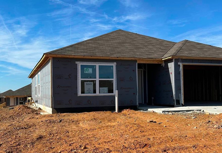 The Foster II plan has a beautiful lead-in hallway that opens into a spacious, airy Living Room and eat-in Kitchen. This plan comes with a covered patio! Come see it today!  Thoughtful upgrades included in this home: soaker tub/shower combo in Master Bath, plumbing faucet upgrade 2, 8" deep Kitchen sink, pull out Kitchen faucet, gas furnace upgrade, door bell, crown on Kitchen cabinets, 16" laminate bar top in Kitchen, Luxury Vinyl Plank flooring in wet areas and Living Room and adjacent hallways, raised ceilings in Living Areas per municipal requirements, fiberglass exterior doors, Cheyenne style doors, baseboards level 2, double bowl vanity in Master Bath, LED disk lights in Kitchen, level 1 ceiling fan in Living Room,  full sod, microwave hood in Kitchen.     *** AGENTS, PLEASE SEE SHOWING REMARKS OR AGENT REMARKS FOR VERY IMPORTANT INFORMATION. ***  THIS HOME IS SCHEDULED TO BE COMPLETE IN EARLY FEBRUARY 2025.
