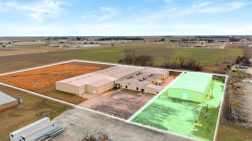This property offers a manufacturing space and a separate, newer warehouse built in 2021, totaling over 53,000 square feet in Pocahontas Industrial Park, conveniently close to Pocahontas Airport and Black River Technical College. The main building includes about 1,500 square feet of office space with 10 offices (two with plant-view windows), an employee lounge/kitchen, and two conference rooms. Sitting on 4.69 acres, the site features city utilities, a fire sprinkler system, and seven exterior overhead doors, including a well dock. Sidewalls are 18 feet high, with interior ceilings reaching up to 21 feet. This clean former light manufacturing facility is zoned Airport Industrial, less than a mile from US Hwy 67 and two miles from the future I-57, and within two hours of both Memphis, TN, and Little Rock, AR metros. Additional 175 x 65 warehouse space built in 2021 available at additional price