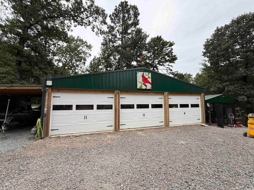 Unrestricted 4.17 Acre, LAKE FRONT property for full time living or perfect Airbnb location. The Home is 2 bed 2 bath, Large 3 bay heated and cooled shop (1,140 sq ft) with 1 bed and 1 bath. Property has RV hookup (30 and 50 amp plug) Seasonal wet weather creek and cleared path down to the lake for easy access.
