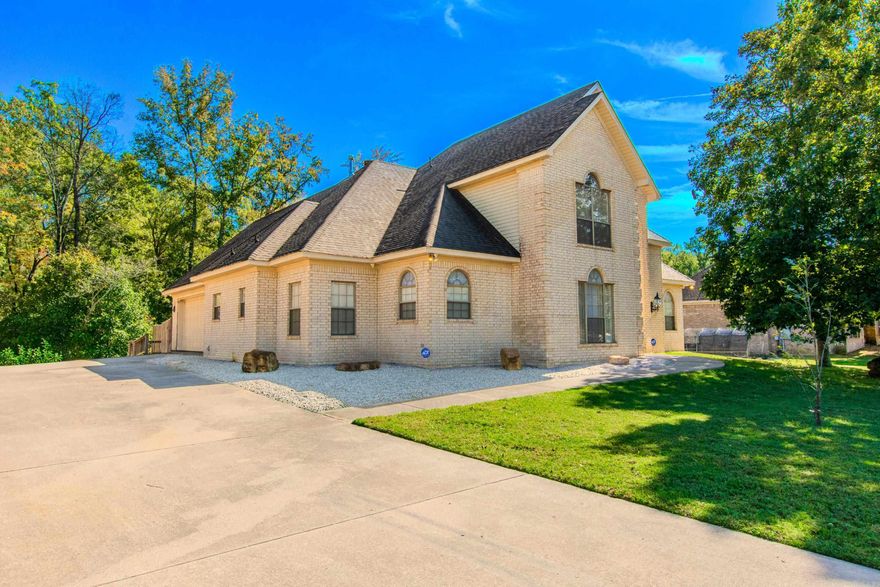 Welcome to your own private oasis in Oak Ridge Ranch Subdivision on almost an acre lot! This stunning home offers an amazing outdoor retreat featuring an inground pool with waterfall, that's HEATED for year round enjoyment! Lots of space to entertain inside and out! Oh and did I mention, no neighbors behind you, just enjoy the wooded property behind. This is a custom built, one owner home! Step into a warm, inviting layout with tall ceilings, two living areas with see through fireplace, half bath and a beautiful kitchen with custom wood cabinets and double ovens, separate open dining room. The master suite is large and is on main level! Two bedrooms with Jack-n-Jill bath upstairs, this home even has a bonus room, perfect for an office, kids to hang out or theater room! Deck area wired for hot tub, even has parking for RV with sewer clean out.