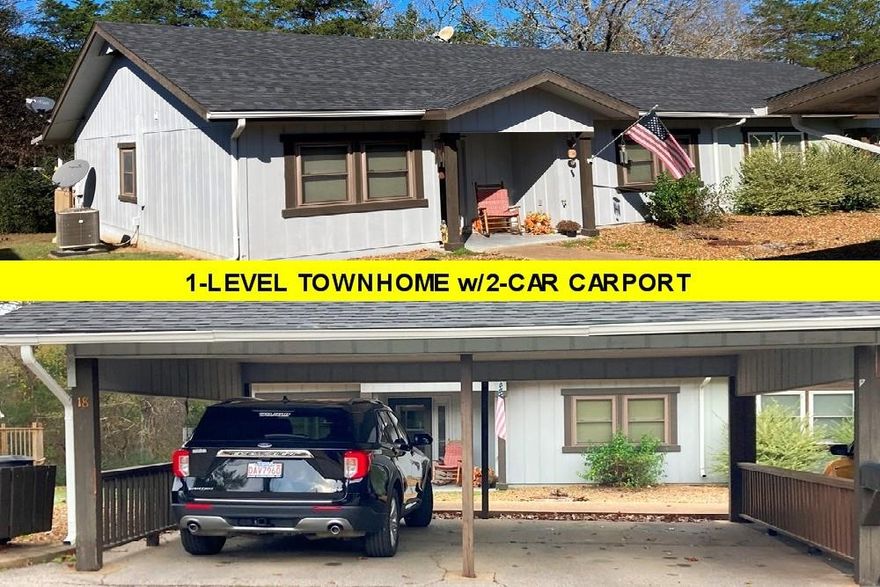 WELCOME HOME to this Neat and Clean ONE-LEVEL TOWNHOME with SUNROOM! This end unit with two-car covered parking has 1280 square feet, and 2 Nice size bedrooms, Jack n Jill bathroom with walk-in shower, fully furnished kitchen with breakfast nook & lots of cabinets, all appliances convey including washer & dryer. Off the Living rm is a nice SUNROOM with h/a and a covered deck for BBQs or have your morning coffee and enjoy the nature around you. On the other end there is an easy back access. Just a short walk to the indoor heated swimming pool and community room. Ditch the yardwork and enjoy the ease of townhouse living and all of the included amenities. Make an appointment to see this great property today! (24-hour notice to show) #2397