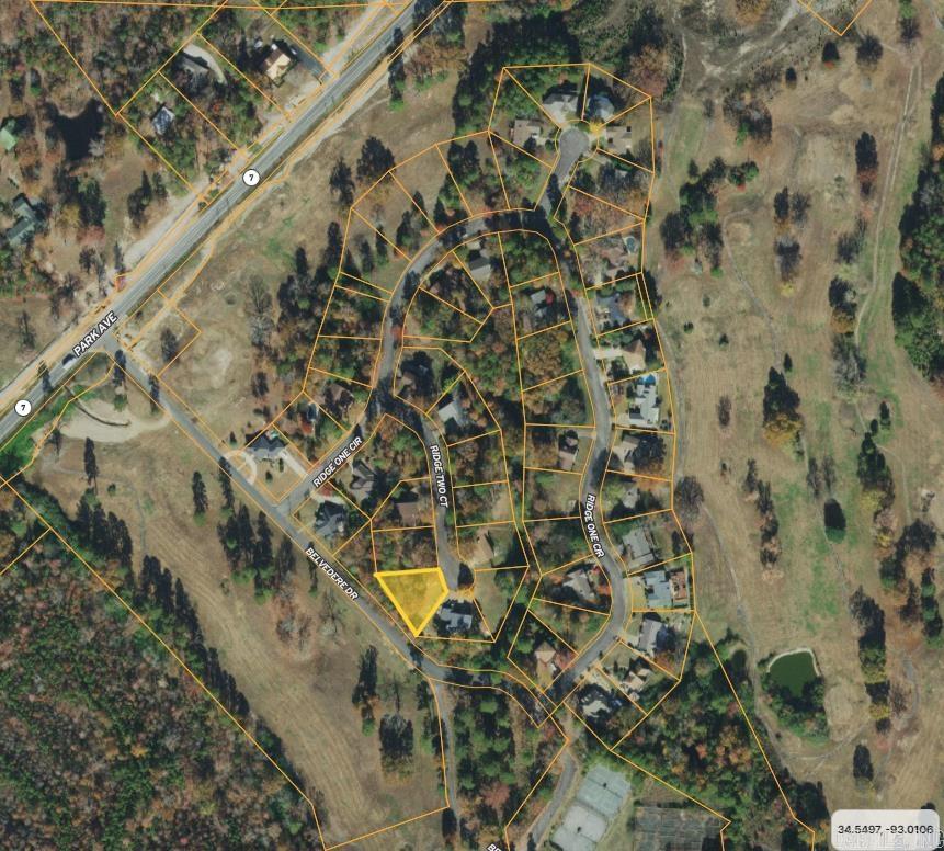 Beautiful lots in existing subdivision. Near new bypass. All utilities available. Located off of scenic Hwy 7. 5 minutes to Historic Downtown Hot Springs. Less than 7 miles from Oaklawn Racing & Gaming. Near HSV and Bike Trails. Subdivision in old Belvedere Golf Community is surrounded by over 500 acres of Dept of Agriculture acreage. Steep and wooded lot.