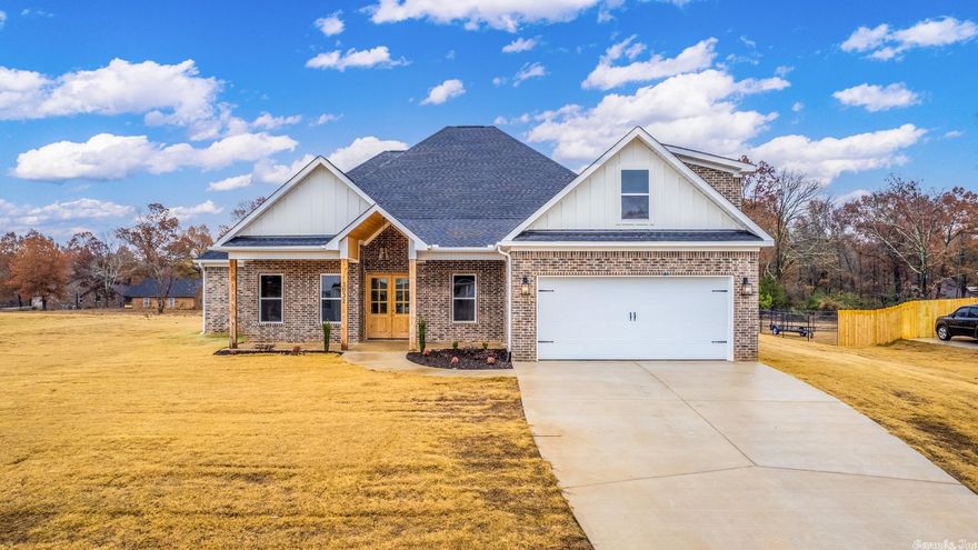 Introducing this recently completed home on a level, 1-acre lot in a new subdivision w/ private cul-de-sac. Nestled within the sought-after Bryant School District. This home offers a single level living experience w/ an additional bonus room above garage that can serve as a fifth bedroom/ flex space, accompanied by a half bath. You'll find a well-appointed office space off the entry, perfect for remote work or study. The open living area flows seamlessly & features a walk-in pantry, creating an inviting space for entertaining and daily living. With foam insulation throughout & tankless water heater, this home combines comfort and efficiency. The luxurious master suite boasts a pass-through shower, freestanding tub, double vanity, & custom-built closet. Vaulted ceiling in the living room extends to the back porch, enhancing the grand feel & relaxing outdoor space w/ fireplace. With no HOA fee, this property offers the freedom to customize & make it your own. Shops are allowed, giving you the opportunity to create the perfect space for your hobbies or storage needs. Ready for its new homeowner, make this stunning home yours and enjoy the peace & serenity of this quiet county setting.