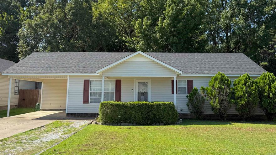 This charming 3 bedroom 2 bath has recent updates! Built in 1999, this adorable home offers modern comfort and timeless appeal. Featuring a brand-new roof and new HVAC unit installed in 2024, you can move n with peace of mind.  Inside, you’ll find a spacious living room, and eat-in kitchen, and a separate laundry room for added convenience. The wooden privacy-fenced backyard is perfect for relaxing or entertaining, complete with mature shade trees and storage shed that stays with property. Don’t miss this well-maintained home-it’s ready for you to make it your own!