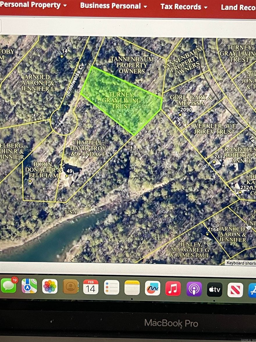 Lot that backs up to the Corp. Of Engineer Property in Tannenbaum Subdivision. Annual dues only $500 per year & you have access to the TPOA Park with Party Pavillion, outdoor stone fireplace, grills, Pickle Ball Court, & Tennis Courts. Tannenbaum Golf Course is also close by (dues do not cover playing the course)