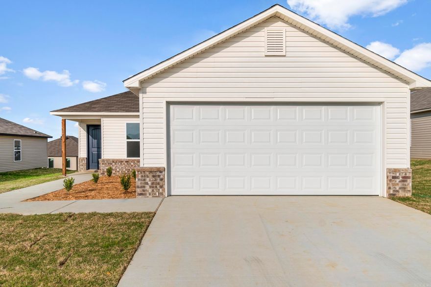 The beautiful Bridgeport plan has a  welcoming covered entryway and front yard landscaping. This one-story home features 4 bedrooms and 2 bathrooms. Enjoy the large open-concept living room, fully equipped kitchen with energy-efficient appliances, ample counterspace, and corner pantry. The laundry room, conveniently located just off the garage, is perfect for any sized family. Learn more about this home today! **SEE SHOWING REMARKS & AGENT REMARKS FOR IMPORTANT INFORMATION**