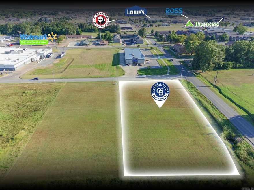 Land available for development located at the corner of Creek Drive and Bittle.  1.31 acres zoned C-3 for development. Near Red Wolf Blvd. and surrounded by Wal-Mart Neighborhood Market, Buffalo Wild Wings, Murphy Oil, and other local retail.