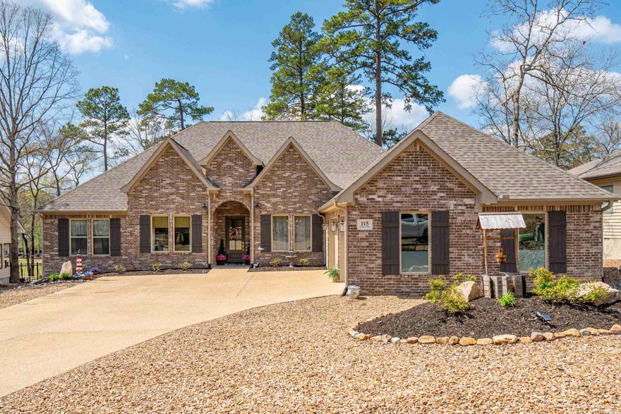 Positioned on Ponce Golf Course in Hot Springs Village, this stunning all-brick home delivers golf course living with high-end finishes and exceptional design. Featuring 3 bedrooms plus a dedicated office, the open floor plan showcases outstanding trim work and a vaulted wood ceiling that creates warmth and architectural appeal. The spacious living area flows seamlessly into a chef-friendly kitchen with an extra-large pantry and abundant storage. The oversized primary suite offers a relaxing seating area and a spa-style bathroom designed for comfort and luxury. Enjoy outdoor living on the expansive covered back patio, perfect for entertaining or taking in peaceful golf course views. A wrought iron fenced area adds both charm and functionality. The walk-up staircase leads to a massive attic, providing incredible storage potential. Situated on a level, low-maintenance lot, this home is ideal for full-time living or a second home. Located near golf, lakes, trails, and HSV amenities, this is a premier opportunity in Hot Springs Village.