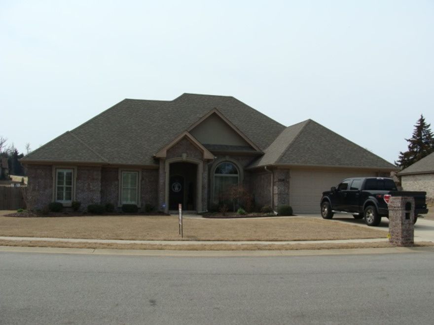 Great open floor plan with lots of attention to details, kitchen opens into the great room, beautiful wood floors, formal dining, corner rock fireplace to keep you warm on those cold nights. The kitchen has professional series appliances, as well as a bi level Island that over looks the living room, large butler pantry, breakfast room, and amazing stained cabinets. Large master bedroom, with Jacuzzi tub, shower and large closet, extras are custom shutter blinds and storm shelter built into the garage floor.