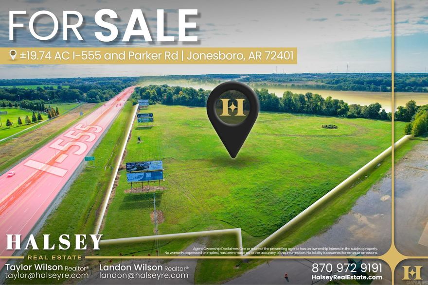 Prime development opportunity along Joe N. Martin Expressway (US-63/AR-18) in Jonesboro, AR. This 19.74-acre site is zoned C-3, making it ideal for a wide range of commercial and retail uses. Located adjacent to Joe Mack Campbell Park, the Jonesboro Karting Complex, and just minutes from major employers and residential neighborhoods, the property offers excellent visibility with an average daily traffic count of 22,000 vehicles. The site has convenient access via W. Parker Road, as well as proximity to Big Creek, providing natural drainage. Utilities, including electric & water are available nearby. With strong visibility, established zoning, and growing commercial activity in the area, this tract is well-positioned for retail, service, or mixed-use development.