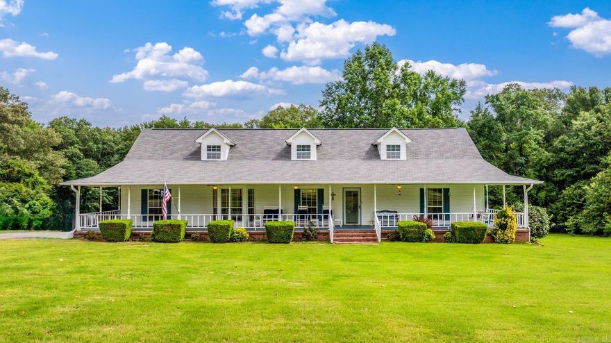Welcome to 114 Woodiel in Cabot! Nestled on 3+ Beautiful Acres, this 3,298 SF Home offers 3 Spacious Bedrooms, 2.5 baths, & a Gorgeous wrap-around Porch that Welcomes you to Sit and Enjoy the Views of the Beautiful Tree Lined Property. You won't want to leave! Once Inside, You’ll a Large Great Room w Wood Burning Fireplace, an Eat-in Kitchen as well as a Separate Dining Room—Perfect for Gatherings. The Primary Suite features Two Large Walk-in Closets & a Luxurious Ensuite Bath with Oversized Jetted Tub. At the Top of the Stairs is a Home Office Filled with Built-In Shelving & a 1/2 Bath. Also Upstairs, a Large Bonus Space offers Flexibility for another Bedroom, Game Room,  Playroom, or Media Room. Storage is Plentiful throughout, and the 2-car Garage adds Convenience. The Expansive Sunroom Overlooks the Wooded Backyard, Leading to a Deck Ideal for Relaxing or Entertaining.  Outside, enjoy the Privacy of your Acreage, a Charming 969 SF Shop w Electricity for Hobbies or Storage, and Mature Trees providing a Peaceful Backdrop. New HVAC 2025! Gas Range 2025. Dishwasher 2024.This property blends space, comfort, and character—don’t miss your chance to make it yours!