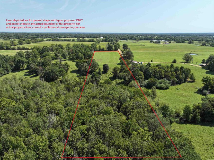 - 6.2 +/- acres  - Numerous build sites - 4 +/- acres of pasture - Utilities on or near the property - 2 +/- acres of timber - Partially fenced - County road frontage  - No restrictions - Outside city limits - 7 miles to Nashville - 25 miles to Millwood Lake