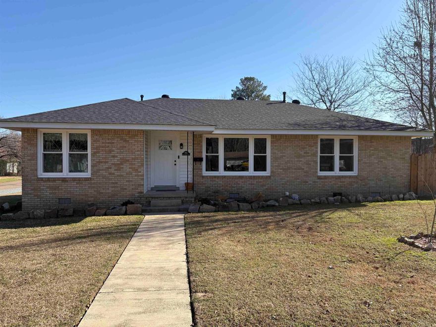 MOVE IN READY WITH TONS OF UPDATES AND EXCELLENT BONES! 3 BR/2BA beige brick with 1511 sq ft on corner lot boasting the following upgrades in 2024-25: NEW ROOF w/3 level architectural shingles, NEW WINDOWS w/lifetime warranty of replacement, NEW HVAC inside and out, NEW PRIVACY FENCE, extra 1 ft of blown-in insulation with sealed duct work, new matching ceiling fans, new light fixtures, all new paint throughout (except for kitchen) new faucets and hardware in bathrooms, all new outlets and switch-plates! OHHHH, and the hardwood floors are SO PRETTY! Handy to HSU, OBU and downtown area! HURRY! CALL QUICK! This one won't last long!