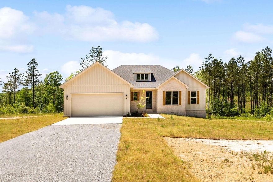 New Construction home with lots of space and plenty of room on 1.82 acres.  This home is a must see! Open kitchen with large island, custom cabinets, rock fireplace, wood beams, large walk in pantry, laundry room connects to the primary closet, large primary suite with wood beams, large primary walk in closet & bath, 3 additional bedrooms on opposite end of home. This home has so many custom features! The backyard is beautiful and has lots of space with a deck overlooking it all.