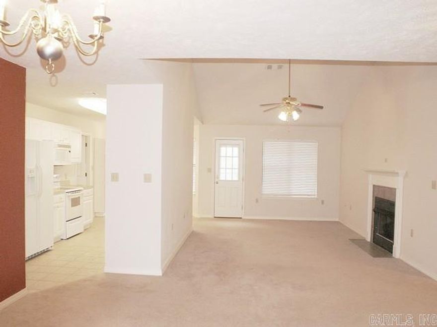 Lovely home located in a wonderful subdivision. The spacious brick 4BR/2BA 1955 sq ft home offers a split floor plan, a 2 car garage, lawn sprinkler system, and a large living room with 12 foot cathedral ceilings and gas log fireplace.  The large master bedroom w/sitting area has a beautiful double tray ceiling, master bathroom with double sinks and has a walk in closet. The kitchen is open with a large pantry. The back yard has a wood privacy fence and large shop. Refrigerator, washer, and dryer stay.