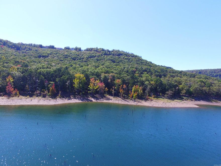 This is the best remaining LAKEFRONT lot in Diamond Bluff!!. Beautiful trees welcome you to the  gentle slope to the water, with the "white line' in the water at the normal full lake level. This lot has a great building sight and views of the big part of the lake and the narrows. Two marinas are nearby and You can pull your pontoon boat up on the pea gravel beach to pick up guests. Diamond Bluff has a concrete launching ramp if you prefer to keep your boat at home. Two golf courses are not far away in Fairfield Bay. Diamond Bluff Airport can be available with prior arrangement with the owners.