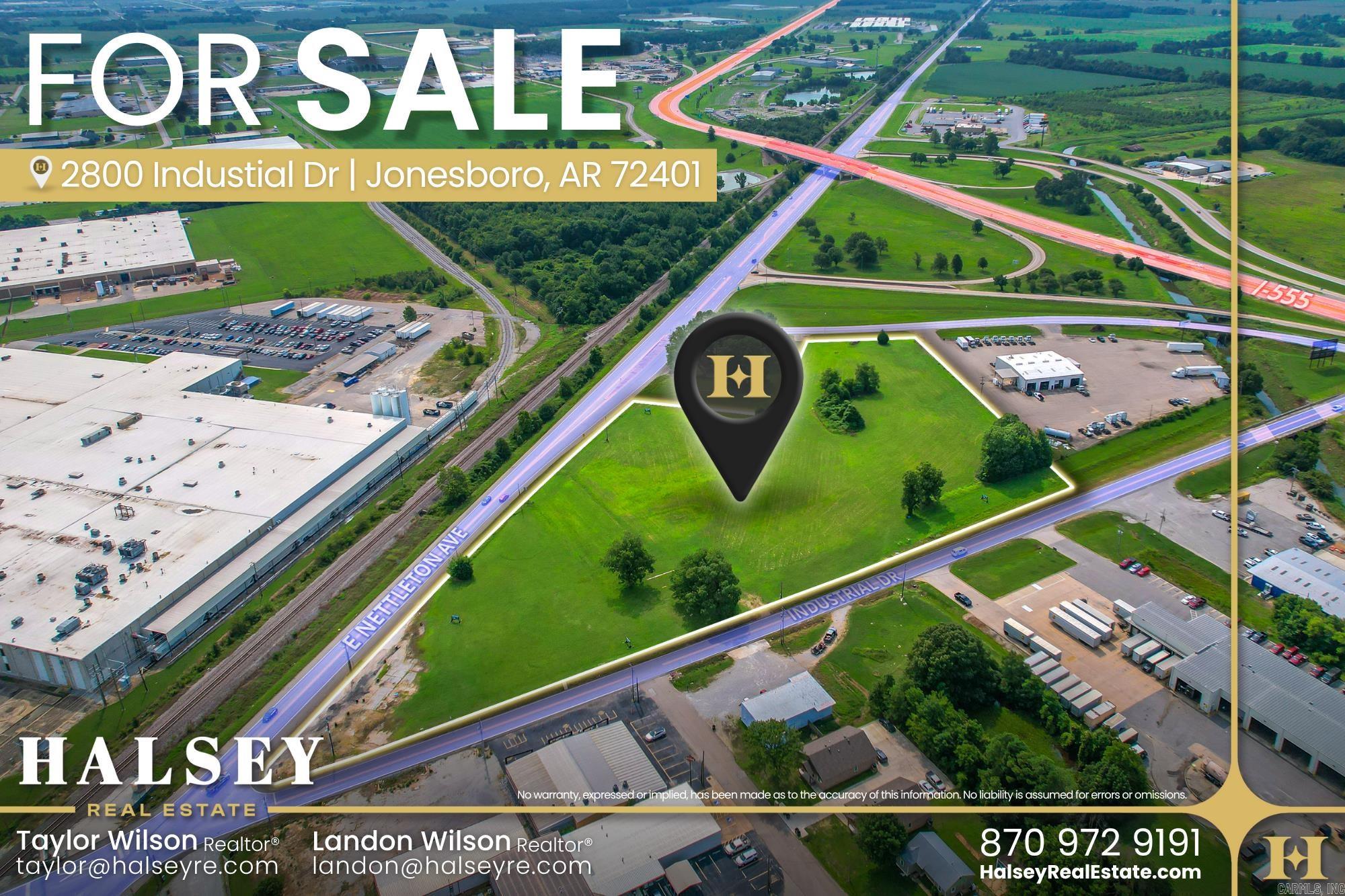 This ±6.732-acre high-visibility corner lot at 2800 Industrial Dr in Jonesboro, AR, offers exceptional commercial potential with C-3 zoning. Located at the intersection of Industrial Dr and E Nettleton Ave, the property provides immediate access to I-555, ensuring excellent connectivity through Jonesboro and beyond. The site supports a broad range of commercial uses and offers flexibility for layout, access, and future expansion. With traffic counts of 9,200 CPD on E Nettleton Ave and 2,200 CPD (4% truck) on Industrial Dr, it’s ideally positioned at the gateway to Jonesboro’s Industrial Trade Region and Primary Retail District, surrounded by major manufacturers, distributors, and retailers.