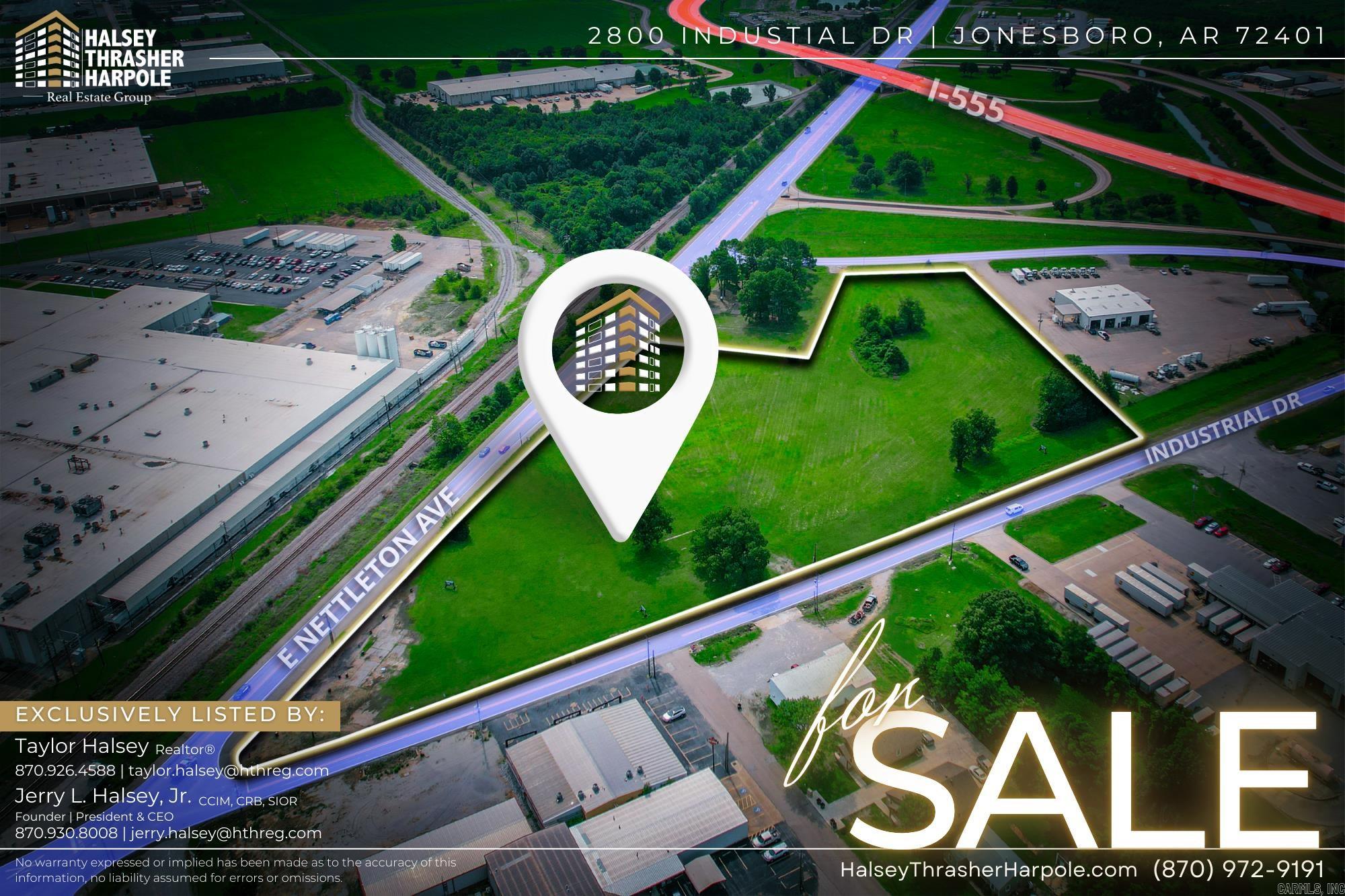 2800 Industrial Drive is an exceptional commercial property near Jonesboro's industrial hub. It offers an opportunity for businesses seeking to enhance their operational footprint. Its strategic location ensures seamless access to major highways, interstates, and other transportation networks, making it ideal for industrial or commercial projects. Positioned on 6.73+/- acres, the property offers a generous layout, providing space for various development possibilities. Directly off of I-555 and with frontage on Nettleton Avenue and Industrial Dr, there is plenty of space for an easy ingress and egress. 2800 Industrial Drive is suited to accommodate a wide range of industrial activities such as logistics, manufacturing, or distribution enterprises. The lot size also offers significant potential for future growth and expansion, allowing your business to adapt and thrive over time. Close proximity to key roadways and Jonesboroās Municipal Airport enhances logistical and transportation efficiencies. Join a network of successful businesses within a well-established industrial community, fostering opportunities for growth and collaboration.