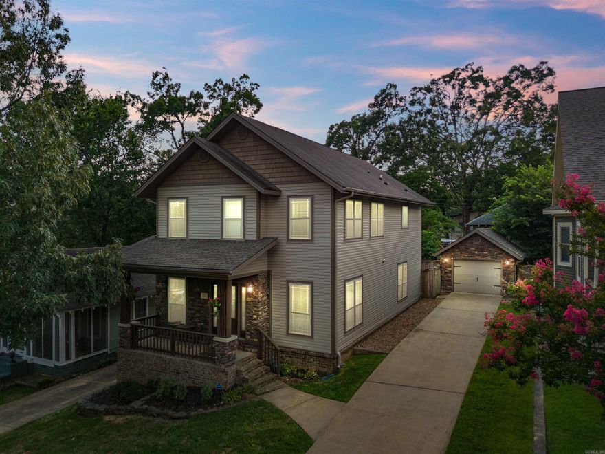 Discover a rare gem in the heart of Hillcrest at 222 Ash Street. This newer construction (2011) is perfectly situated within walking distance to UAMS and the charming Historic Hillcrest shopping and dining district.  The home is filled with abundant natural light and showcases hardwood floors throughout the lower level. The main level includes two separate living spaces, a formal dining area, an office, a half bath, & an updated kitchen featuring stainless steel appliances, a quartz breakfast bar, and a pantry. Upstairs, you'll find three bedrooms, and two full baths, including a luxurious primary ensuite with a spa-inspired bathroom (updated in 2020), a spacious closet, and a spacious screened-in private porch. Outside, enjoy a private driveway with a one-car garage with a floored attic for extra storage, a covered patio, a deck, and a low-maintenance fully fenced backyard. AGENTS SEE DOC TAB