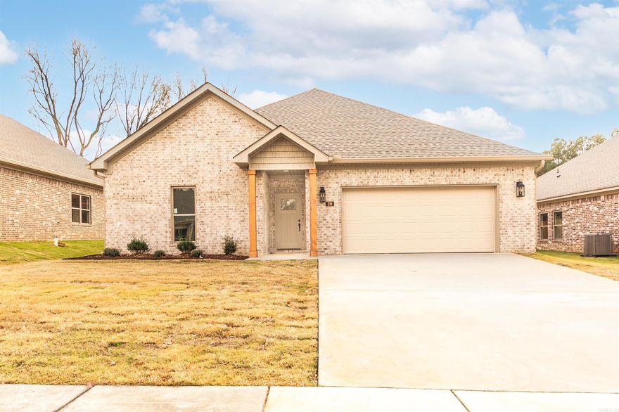 Welcome to one of Cabot's newest communities, only 12 miles from the Little Rock Air Force Base.  This NEW construction floor plan offers 3-bedrooms and 2-bathrooms. As you enter, you’re greeted by tall ceilings, a cozy fireplace, crown molding, and an open floor plan that seamlessly connects the living, dining, and kitchen areas, creating a perfect space for entertaining family and friends. This home utilizes SOLAR board roof decking for energy efficiency. Other features include: floored attic space for ample storage, 42" custom kitchen cabinet upgrades, granite countertops, large walk in pantry with a receptacle for your coffee station, LVP flooring, comfort height toilets, large custom walk-in master closet, 50 gallon water heater, recessed lighting AND ceiling fans, elegant finishes and neutral tones to enhance versatility. Located in highly sought after Cabot School District. Several new-homes and floor plans to choose from!