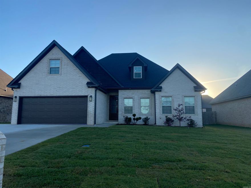 This beautiful home is located in the Brookland School District and is serviced by City Water and Light.  The gorgeous floor plan is 4 bedroom, 2 1/2 bath and has a bonus room on the second level, the house boasts 12ft raised ceilings in the great room, kitchen, and breakfast area. The exterior is covered with all brick and multiple windows surrounding the breakfast area allowing for plenty of natural light. Tray ceilings are found in the master bedroom, the master bath features double sinks, free standing soaker tub, a custom tile shower with a glass shower door. LVP can be found in the master bedroom, kitchen, great room and hallway, tile in the laundry room, bathrooms. Carpeting can be found in the guest bedrooms and the bonus room. Additional features include crown molding, ceiling fans, prefinished wood shelving units, granite countertops in the kitchen and bathroom, tile backsplash lighting in the kitchen, an electric fireplace, a tankless hot water heater and foam insulation.