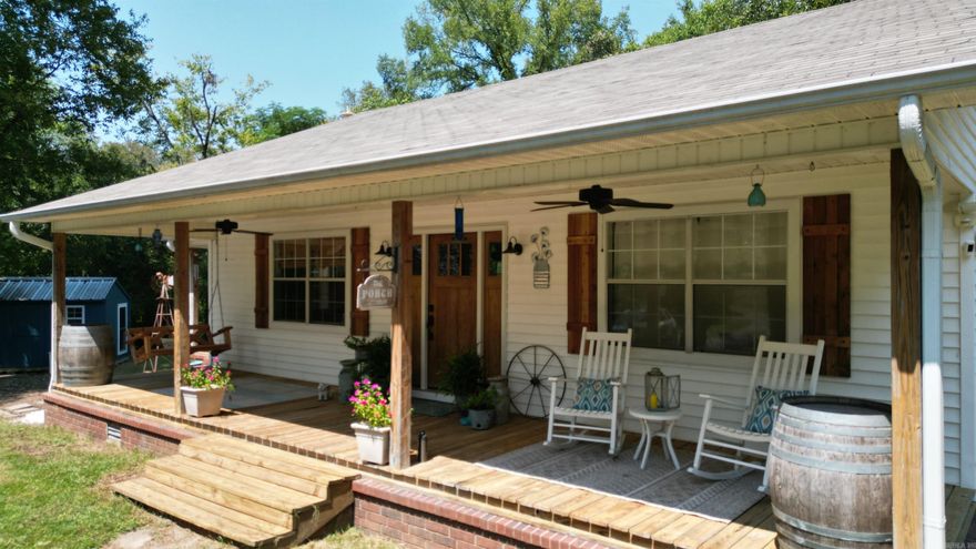 Welcome to your hidden sanctuary where possibilities abound. This 1416 sq ft, 2-bedroom, 2-bathroom home defies expectations, offering an array of features.. Don't be deceived by the bedroom count; this home has an open floor plan that maximizes every inch of space. Sitting on 5.21 acres with woods and a pond.    Kitchen offers an 8 ft island, pot filler over the stove, open farmhouse sink and separate microwave/coffee area. Open floorplan with large wooden beams, electric fireplace, built in dining room bench and all new luxury vinyl planks and fresh paint. Separate laundry room with backyard access. HVAC New 2022   Home has a large country front porch off the front and a smaller porch of the kitchen. Outside you will find a detached fully insulated office/she shed compete with electricity, LVP, and heat/cool. Chicken coop with run and additional animal pen with shelter and fully fenced. Fully enclosed 20 x 30 shop with electricity, concrete floor, and 2 lean-to’s. Gazebo area with stone firepit. Schedule your viewing TODAY!