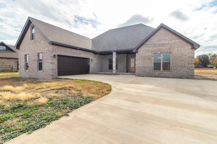 This new construction home in Monette is ready for new owners!  On a split floor plan the home has four bedrooms, two bathrooms, plus an upstairs bonus room.  The master has his and her vanities, a tile shower, and a soaker tub.  The eat-in kitchen walks out to a covered patio and a large backyard as the house sits on over half an acre.