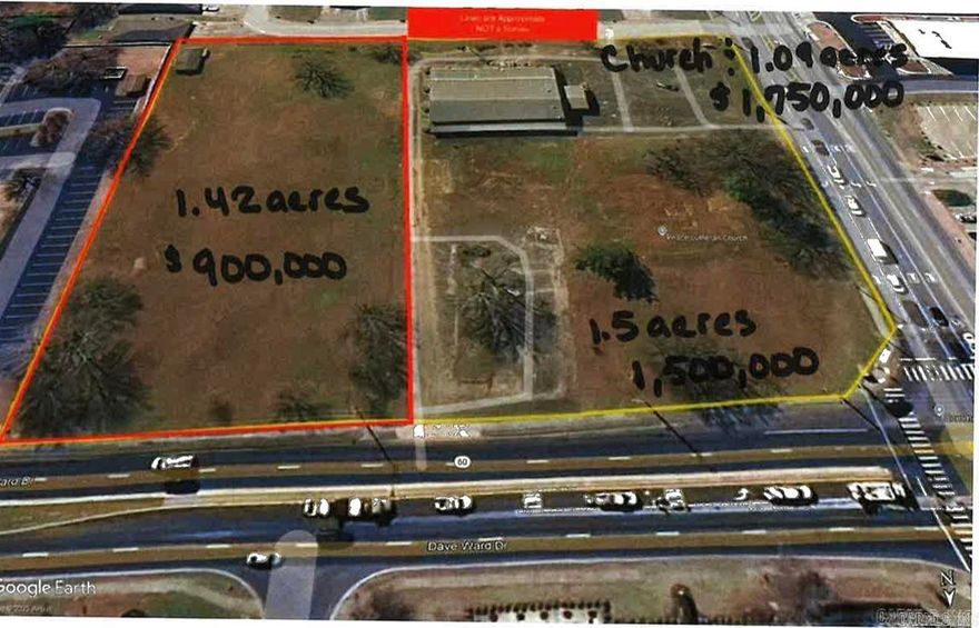 Prime location! Across from University of Central Arkansas (UCA) Soccer Field. Traffic count is about 34,000 cars per day! Approx. road frontage is 420' on Donaghey Avenue and 470' on Dave Ward Drive. All utilities available. Currently zoned S1. May split the property. Call listing agent for details!