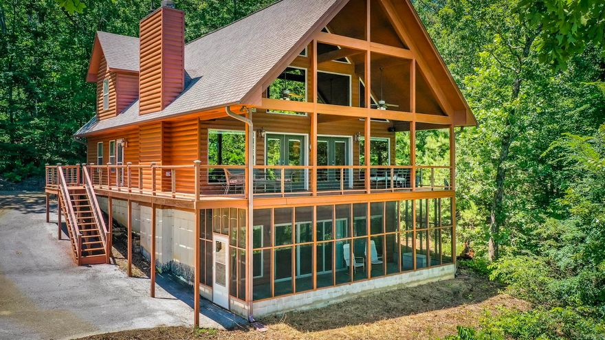 Come checkout this Furnished Lakefront Log cabin with stunning lake views! Truly setup for plenty of guests & multiple areas to entertain your guests from the open living room/kitchen combo to the Gameroom w/wet bar downstairs including wine cooler & mini fridge, to the covered porch overlooking the lake & don't forget about the beach like shoreline to pull your boat up located in the Salt Creek area of Greers Ferry Lake. Original owners since 2007 that had this cabin custom built with Cypress interior walls, hickory cabinets, hand scraped hickory floors, 2x6 walls insulated between the interior & exterior walls with Stained Pine Log siding on outside & inside walls, 2 wood burning fireplaces, 105 gallon Marathon water heater, One of the HVAC units just replaced about 3 years ago with a Trane unit. Beautiful Sunrise Views. The basement ceilings have been insulated for those late night karaoke sessions that help keep the noise down for those that go to bed early lol . (All furniture, TV’s, appliances, dishware, etc will stay except some of the seller’s personal items, see list of those items)  Only about 3.3 miles to Lacey's Marina and about 4 miles to Sugarloaf Marina.